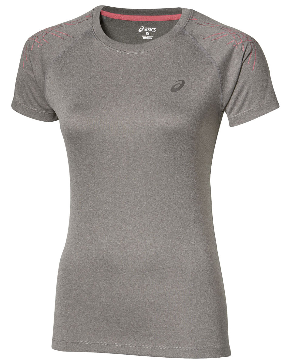 Футболка для бега женская Asics Stripe Top Ss, цвет: серый. 126232-0798. Размер S (42/44)126232-0798 Футболка для бега женская Asics Stripe Top Ss, цвет: серый. 126232-0798. Размер S (42/44)126232-0798Женская футболка Asics Stripe Top SS предназначена специально для бега. Эта легкая беговая футболка обеспечит вам безупречный комфорт и достижение высоких спортивных результатов благодаря мягкой, эластичной ткани, которая отводит влагу и поддерживает тело сухим. Плоские швы не натирают кожу и обеспечивают полный комфорт. Фасон рукавов-реглан элегантен и создает свободу движений. Футболка декорирована логотипом и тигровыми полосками на рукавах. Максимальный комфорт и уникальный спортивный образ!