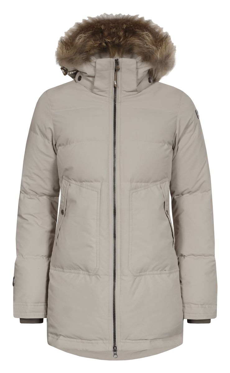 Куртка женская Icepeak Teresa, цвет: бежевый. 653054532IV. Размер 34 (40)653054532IV Куртка женская Icepeak Teresa, цвет: бежевый. 653054532IV. Размер 34 (40)653054532IVЖенская куртка Icepeak Teresa выполнена из 100% полиэстера. Материал изготовлен при помощи технологии Icemax, которая обеспечит вам надежную защиту от ветра и влаги. В качестве подкладки также используется полиэстер. Утеплителем служит материал FinnWad, который обладает высокими теплоизоляционными свойствами. Модель с воротником-стойкой и съемным капюшоном застегивается на застежку-молнию с двумя бегунками и имеет внутреннюю ветрозащитную планку. Капюшон, оформленный искусственным мехом, пристегивается к изделию за счет застежки-молнии и кнопок. Край капюшона дополнен шнурком-кулиской. Низ рукавов дополнен внутренними эластичными манжетами. Объем по талии регулируется за счет скрытого шнурка-кулиски. В боковых швах расположены застежки-молнии. Спереди расположено два накладных кармана на кнопках, а с внутренней стороны - накладной карман-сетка и прорезной карман на застежке-молнии. На рукавах - фирменные нашивки.
