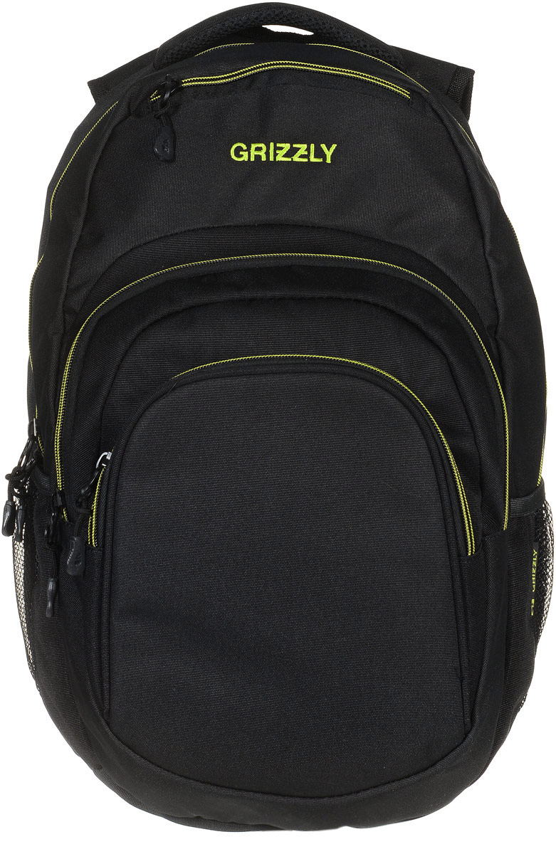 Рюкзак молодежный Grizzly, цвет: черный, салатовый, 32 л. RU-700-1/3RU-700-1/3 Рюкзак молодежный Grizzly, цвет: черный, салатовый, 32 л. RU-700-1/3RU-700-1/3Молодежный рюкзак Grizzly выполнен из высококачественного таслана и закрывается на круговую застежку-молнию с двумя бегунками. Рюкзак имеет одно основное отделение, в котором расположен мягкий укрепленный карман для планшета, закрывающийся на липучку.Снаружи рюкзака расположены два объемных кармана на застежках-молниях,в одном из которых есть составной пенал-органайзер. Сверху изделие оснащено прорезным карманом на застежке-молнии, а также двумя сетчатыми открытыми карманами по бокам. Рюкзак дополнен укрепленной спинкой, анатомическими лямками, которые регулируются по длине, нагрудной стяжкой-фиксатором, мягкой укрепленной ручкой,Самовыражение - одна из базовых потребностей современного человека. Оригинальные, яркие, остромодные рюкзаки от Grizzly наилучшим образом подчеркнут вашу креативность, индивидуальность и неповторимый стиль!