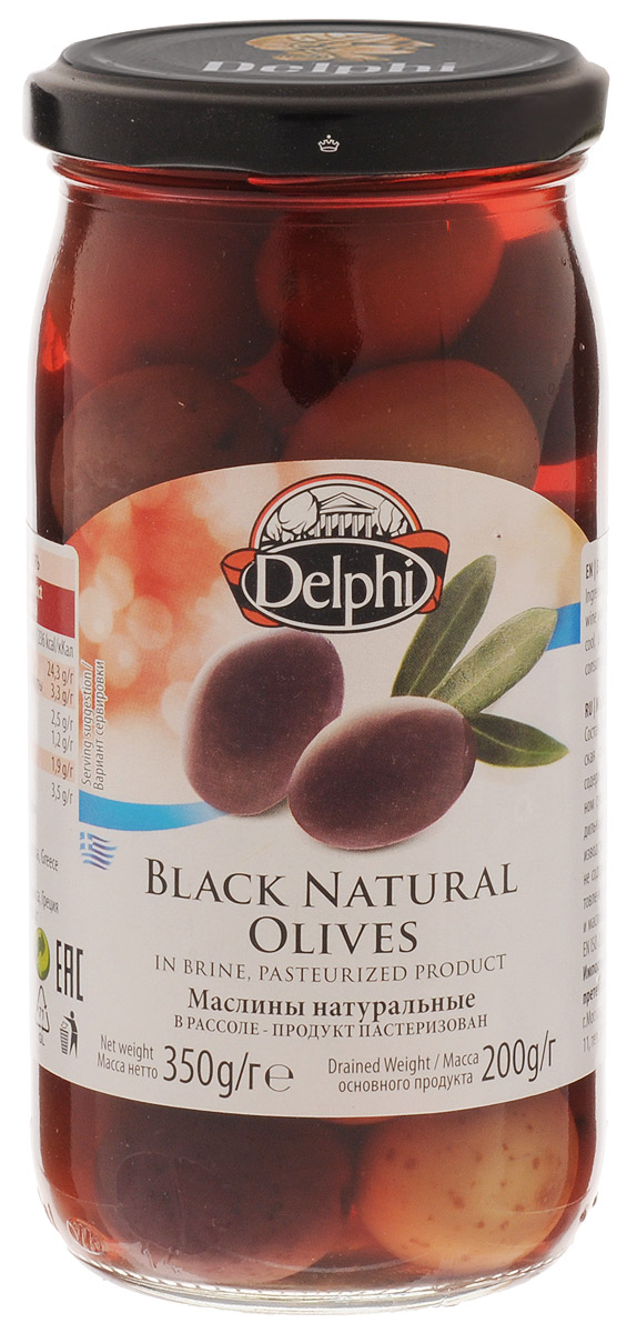 Delphi Маслины с косточкой натуральные в рассоле, 350 г51.0021,1 Delphi Маслины с косточкой натуральные в рассоле, 350 г51.0021,1Спелые сочные маслины с косточкой отличаются немного терпким вкусом и ярким ароматом. Рекомендуется употреблять как самостоятельную закуску или добавлять в горячие блюда.
