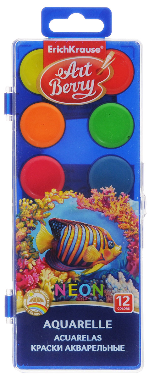 Erich Krause Краски акварельные Art Berry Neon 12 цветов 4172741727 Erich Krause Краски акварельные Art Berry Neon 12 цветов 4172741727Акварельные неоновые краски Erich Krause Art Berry. Neon идеально подойдут для детского художественного творчества, изобразительных и оформительских работ.Краски мягко ложатся на бумагу, легко смешиваются между собой, не крошатся и не смазываются, быстро сохнут. В качестве красящего элемента использованы натуральные пигменты.В процессе рисования у детей развивается наглядно-образное мышление, воображение, мелкая моторика рук, творческие и художественные способности, вырабатывается усидчивость и аккуратность.Краски поставляются в пластиковом пенале.