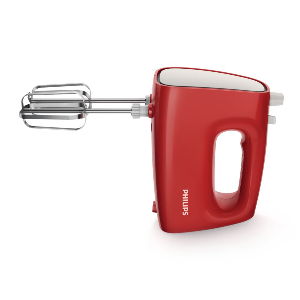 Philips HR1552/12, Red миксерHR1552/12 Philips HR1552/12, Red миксерHR1552/12Этот миксер Philips позволяет готовить вкусные воздушные кексы для всей семьи. Благодаря особой форме конусообразных насадок для взбивания, тесто насыщается пузырьками воздуха, за счет чего достигается более нежная и воздушная консистенция, а также обеспечивается быстрое смешивание и взбивание.