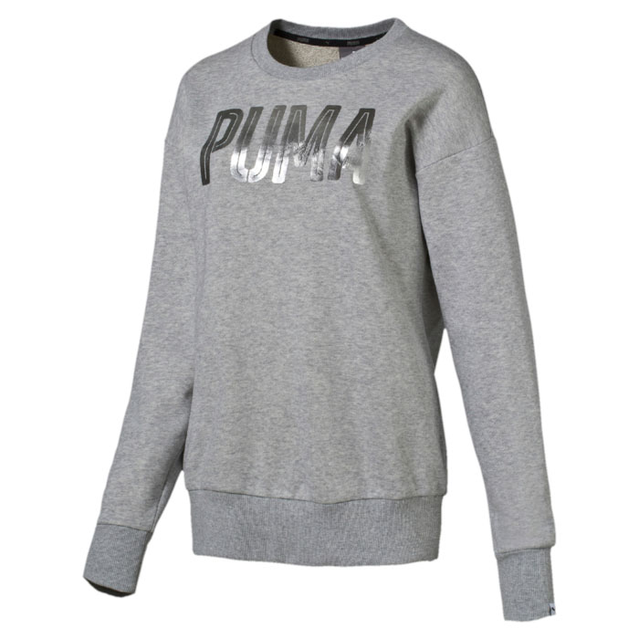 Свитшот женский Puma STYLE Foil Crew Sweat W, цвет: серый. 838708_04. Размер L (48)838708_04 Свитшот женский Puma STYLE Foil Crew Sweat W, цвет: серый. 838708_04. Размер L (48)838708_04Свитшот женский STYLE Foil Crew Sweat W изготовлен из хлопка с добавлением полиэстера и водоотталкивающей обработкой на основе биотехнологий. Модель имеет свободную посадку, заниженные плечевые швы, круглый вырез горловины. Воротник, манжеты рукавов и низ свитшота отделаны эластичными резинками. На груди модель декорирована надписью PUMA.