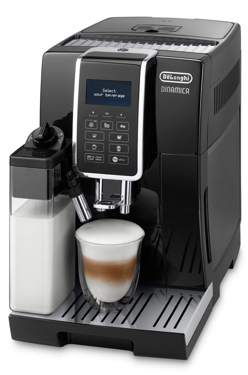 DeLonghi Dinamica ECAM 350.55.B кофемашина0132215297 DeLonghi Dinamica ECAM 350.55.B кофемашина0132215297Dinamica - новая линейка автоматических кофемашин от компании DeLonghi, способная удовлетворить вкусовые предпочтения каждого любителя кофе.От аутентичного итальянского эспрессо до восхитительного латте макиато, Dinamica способна приготовить до 14 уникальных рецептов, которыми вы можете наслаждаться, просто прикоснувшись к дисплею. Удивитесь широким возможностям персонализации, предлагаемых Dinamica: через доступ в My Menu открывается целый мир рецептов, где параметры каждого напитка могут быть настроены по индивидуальному вкусу и далее сохранены в памяти кофемашины.Интуитивная панель управления с LCD дисплеем и тактильными кнопкамиВы можете наслаждаться превосходными напитками с молоком и нежной, плотной, воздушной пенкой, благодаря высокотехнологичной системе вспенивания молока LatteCrema SystemСистема автокапучино LatteCrema SystemСъемный компактный блок приготовления вместимостью от 6 до 14 г кофеКонтейнер для молока 0.6 лКонтейнер для кофе 300 гРегулировка высоты диспенсера 84 – 135ммПоддон для капель со съемной решеткой