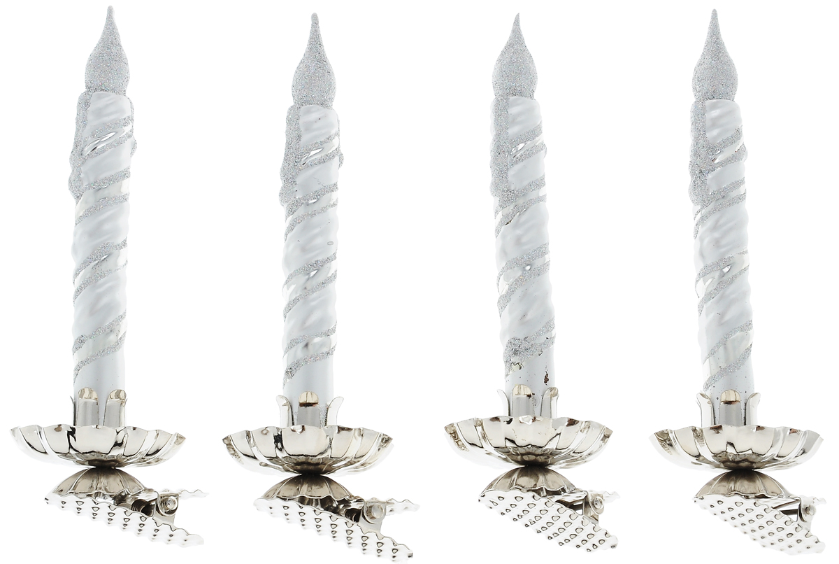 Украшение новогоднее подвесное Winter Wings Свечка, высота 14 см, 4 штN07639 Украшение новогоднее подвесное Winter Wings Свечка, высота 14 см, 4 штN07639Новогоднее подвесное украшение Winter Wings Свечка выполнено из стекла в виде свечи и украшено блестками. С помощью специальной прищепки украшение можно повесить в любом понравившемся вам месте. Но, конечно, удачнее всего оно будет смотреться на праздничной елке.Елочная игрушка - символ Нового года. Она несет в себе волшебство и красоту праздника. Создайте в своем доме атмосферу веселья и радости, украшая новогоднюю елку нарядными игрушками, которые будут из года в год накапливать теплоту воспоминаний.Размер одного украшения: 14 х 4 х 5 см