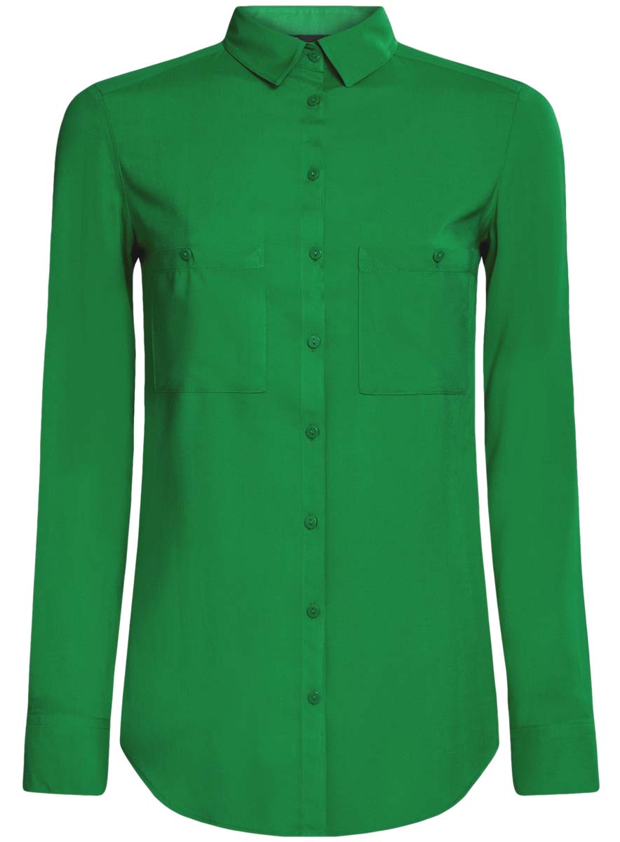 Рубашка женская oodji Ultra, цвет: зеленый. 11400355-4/26346/6D00N. Размер 34 (40-170)