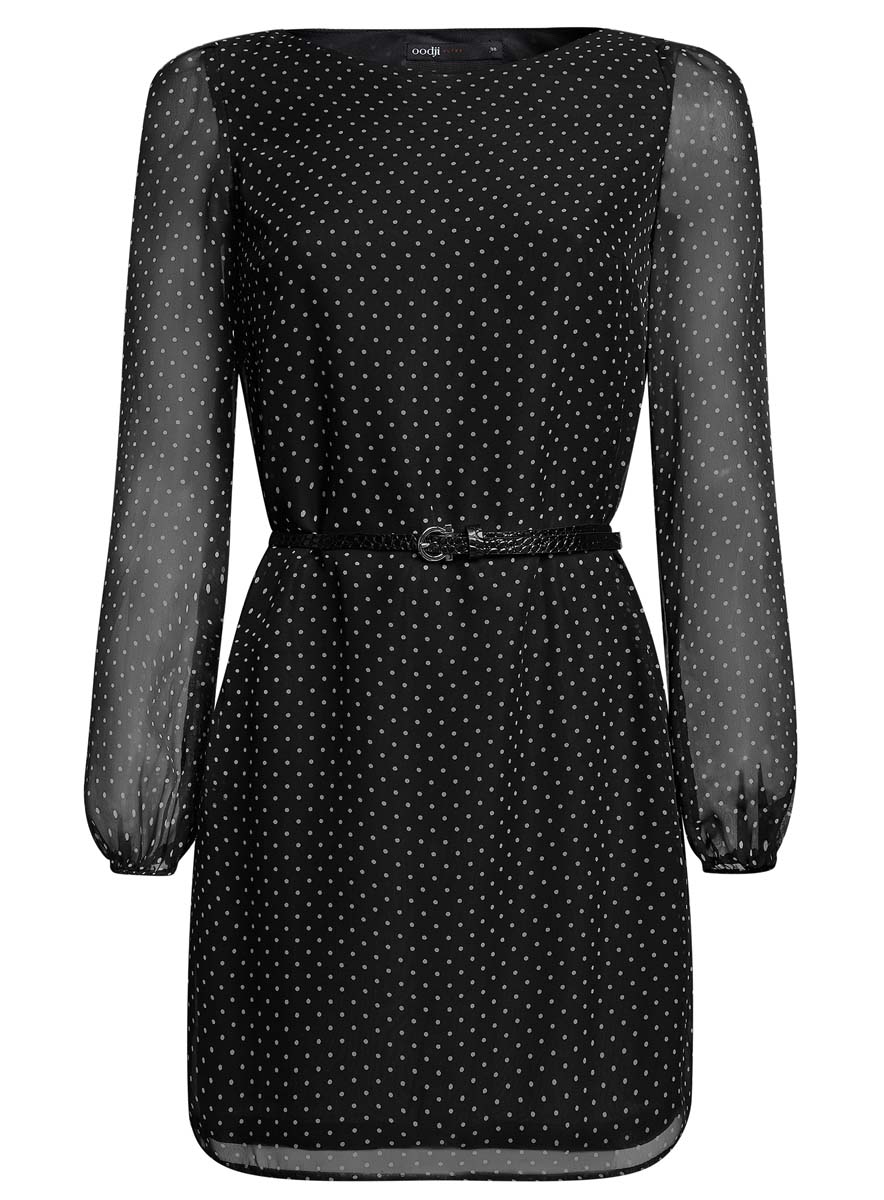 Платье oodji Ultra, цвет: черный, белый. 11900150-5/13632/2912D. Размер 34 (40-170)