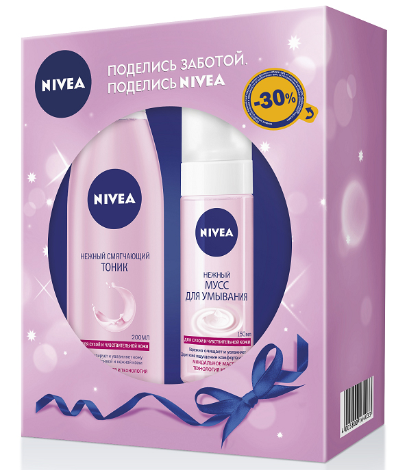 Nivea Подарочный набор Нежный мусс для сухой кожи 150мл и Смягчяющий тоник Aqua Effect 200мл10057499663 Nivea Подарочный набор Нежный мусс для сухой кожи 150мл и Смягчяющий тоник Aqua Effect 200мл10057499663Набор Бережное Очищение от Nivea: нежный мусс для умывания с миндальным маслом и технологией Hydra IQ бережно и мягко очищает кожу благодаря воздушной текстуре пены + нежный смягчающий тоник для сухой и чувствительной кожи, который эффективно очищает кожу от остатков макияжа и загрязнений, успокаивает и увлажняет кожу, делая ее бархатистой = отличный выбор для Вашей кожи!