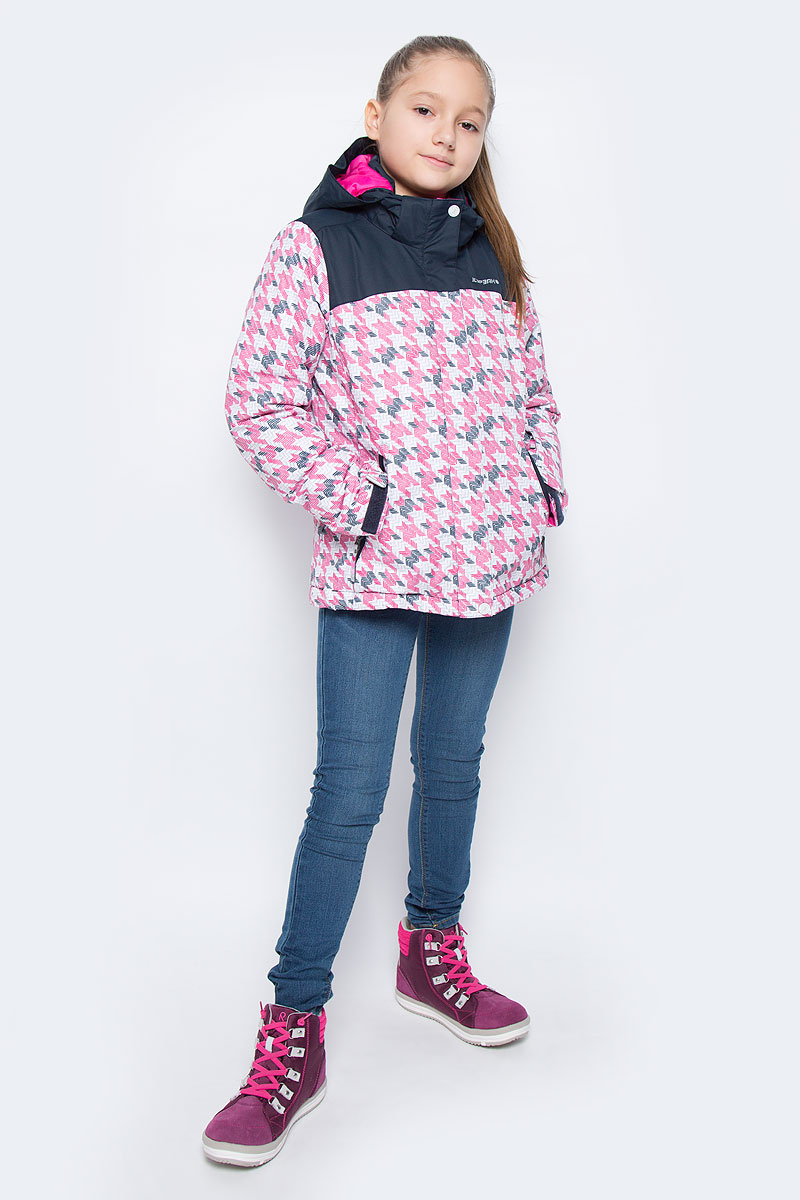 Куртка для девочки Icepeak Helga Jr, цвет: розовый, черный. 650028502IV. Размер 152650028502IV Куртка для девочки Icepeak Helga Jr, цвет: розовый, черный. 650028502IV. Размер 152650028502IVКуртка для девочки Icepeak Helga Jr выполнена из прочного текстиля с водонепроницаемой и воздухопроницаемой мембраной Icemax 5000/2000 г/м2 /24 ч, которая защищает от ветра и влаги даже в экстремальных условиях. Модель с капюшоном и воротником стойкой застегивается на молнию с защитой подбородка и дополнена ветрозащитным клапаном на липучках. Капюшон пристегивается при помощи кнопок. Манжеты рукавов регулируются по ширине за счет хлястиков с липучками. Спереди модель дополнена двумя прорезными карманами на застежках-молниях, на рукаве имеется скрытый карман на молнии, с внутренней стороны расположен один накладной карман. Куртка оснащена светоотражающими элементами.Водонепроницаемая мембрана 5000 mm.