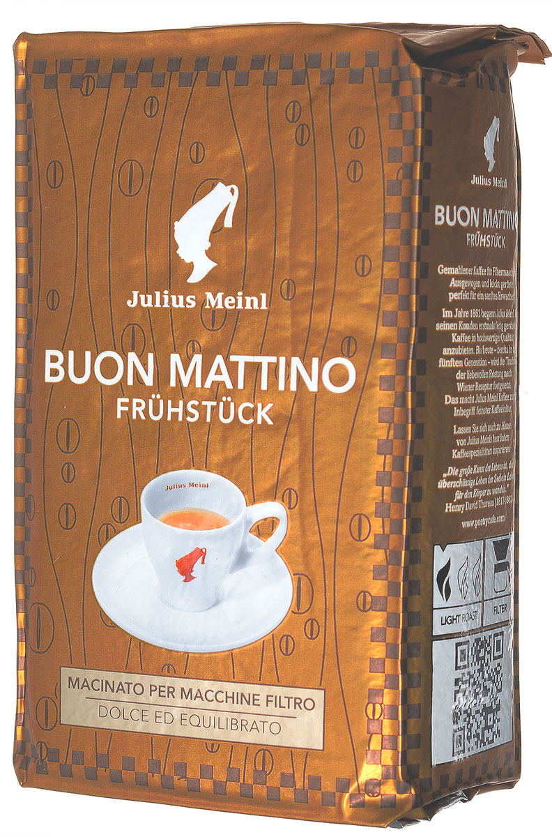 Julius Meinl Венский завтрак. Доброе утро молотый кофе, 250 г137102 Julius Meinl Венский завтрак. Доброе утро молотый кофе, 250 г137102Деликатная светлая обжарка делает кофе Julius Meinl Венский завтрак. Доброе утро особенно мягким. Отличный вариант для тех, кто предпочитает сбалансированный вкус.