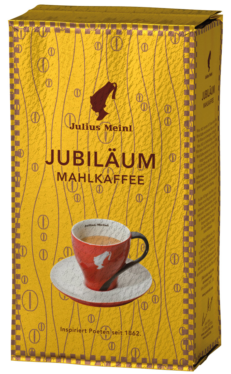 Julius Meinl Юбилейный кофе молотый, 250 г82272 Julius Meinl Юбилейный кофе молотый, 250 г82272Премиальный бленд традиционной венской обжарки из лучших зерен, собранных на высокогорных плантациях Центральной Америки и Папуа Новой Гвинеи. Был создан 50 лет назад в честь празднования 100-летнего юбилея компании Julius Meinl.