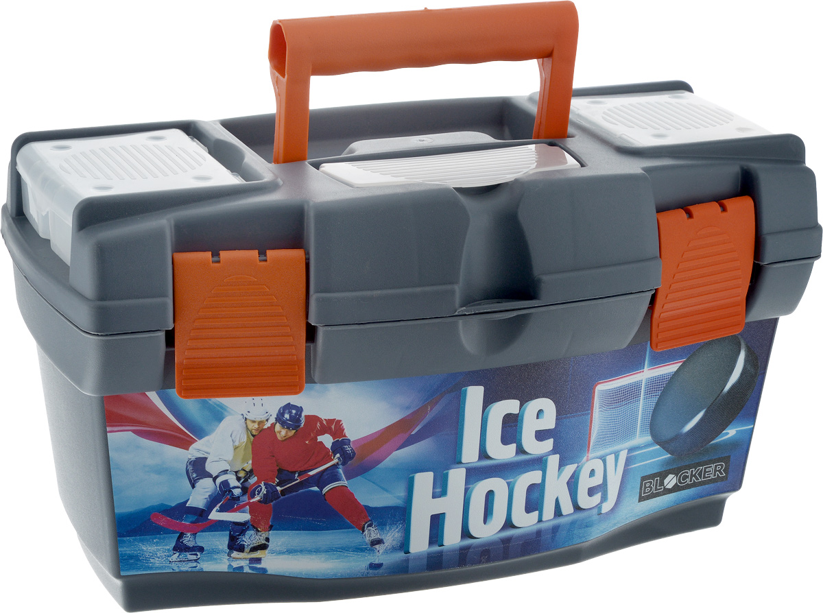 Ящик для инструментов Blocker Master Ice Hockey, 40 х 21 х 23 смBR3779 Ящик для инструментов Blocker Master Ice Hockey, 40 х 21 х 23 смBR3779Ящик Blocker Master Ice Hockey выполнен из прочного пластика и предназначен для хранения инструментов. Изделие оснащено ручкой для удобной переноски. В комплект входит съемный лоток с ручкой для инструментов. Крышка оснащена двумя органайзерами и отделением для хранения бит. Лоток оснащен линейкой. Крышка плотно закрывается на две защелки. Ящик для инструментов Blocker Master Ice Hockey позволит хранить инструменты в одном месте. Размер ящика: 40 х 21 х 23 см. Размер лотка: 39 х 18 х 8 см. Размер органайзера: 10 х 8,5 х 2,5 см. Размер отделения для бит: 13 х 5,5 см.