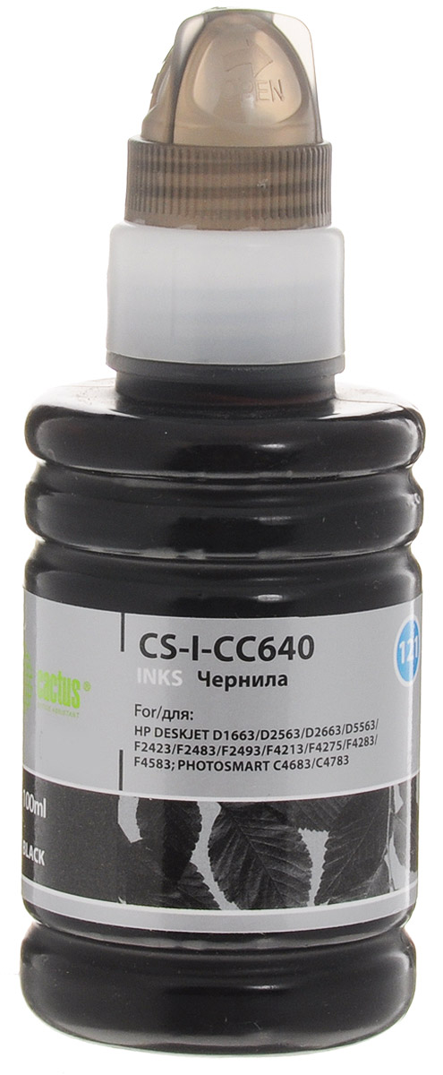 Cactus CS-I-CC640, Black чернила для HP DeskJet D1663/D2563/D2663/D5563/F2423/F2483/F2493