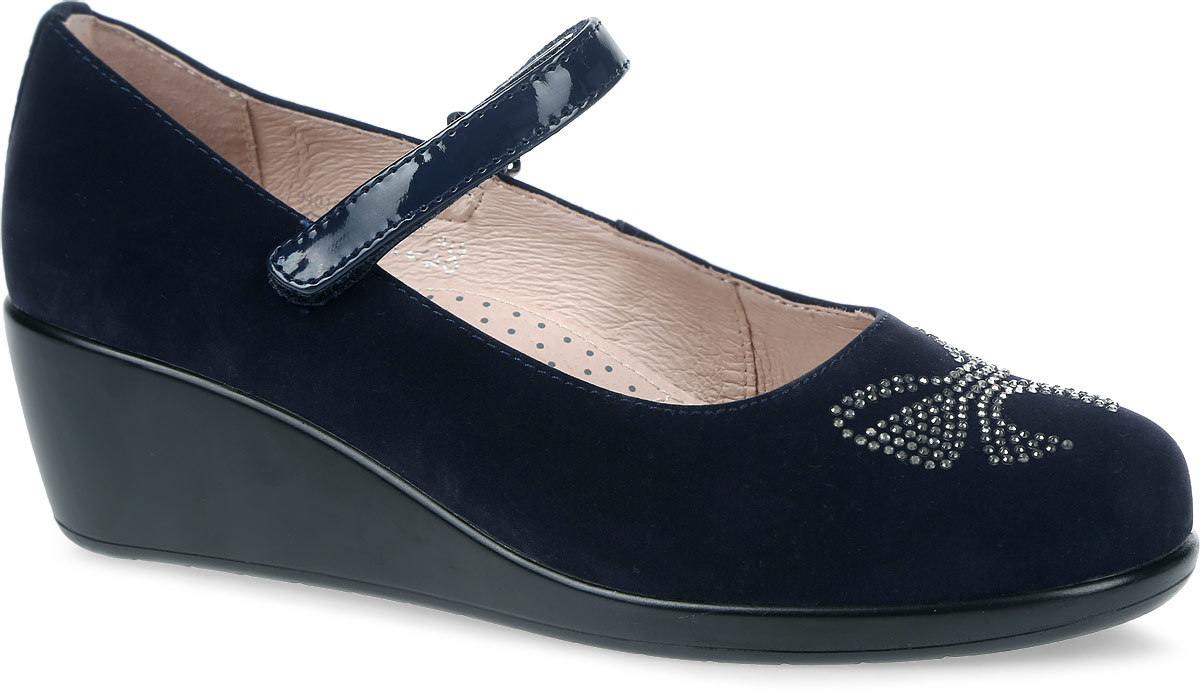 Туфли для девочки Kapika, цвет: темно-синий. 94010-2. Размер 39