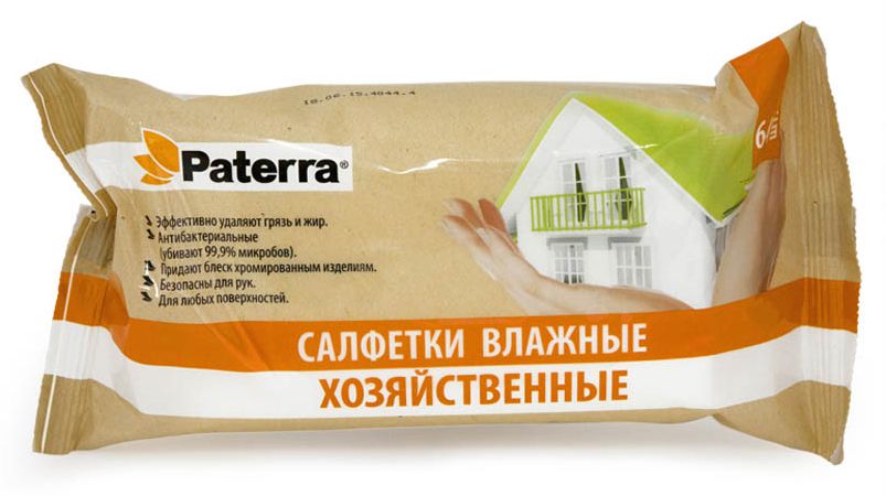 Салфетки хозяйственные Paterra, влажные, 64 шт paterra