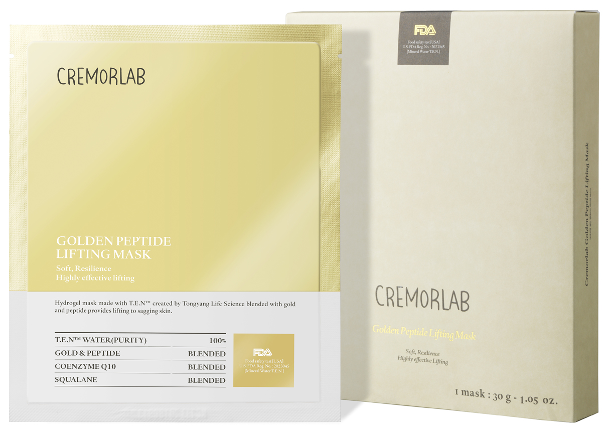 Cremorlab Gold Peptide Lifting Mask Лифтинг маска с золотом и пептидами61461 Cremorlab Gold Peptide Lifting Mask Лифтинг маска с золотом и пептидами61461Гидрогелевая маска класса премиум способствует восстановлению эластичности кожи и обладает выраженным лифтинг-эффектом. Уникальный ингредиентный комплекс, состоящий из термальной воды, пептидных белков, биологически активного золота, фитосквалана и коэнзима Q10, способствует проникновению активных веществ маски в глубокие слои кожи, пролонгированному увлажнению. Защищает от негативного воздействия окружающей среды и чрезмерного испарения влаги. Питает, стимулирует выработку коллагена, уменьшает глубину морщин, повышает иммунитет, улучшает упругость и тургор, положительно влияет на функциональное состояние кожи, возвращает жизненную энергию уставшей и блеклой коже. Не содержит парабенов, бензофенона, минеральных масел и искусственных красителей. Подходит для всех типов и состояний кожи.