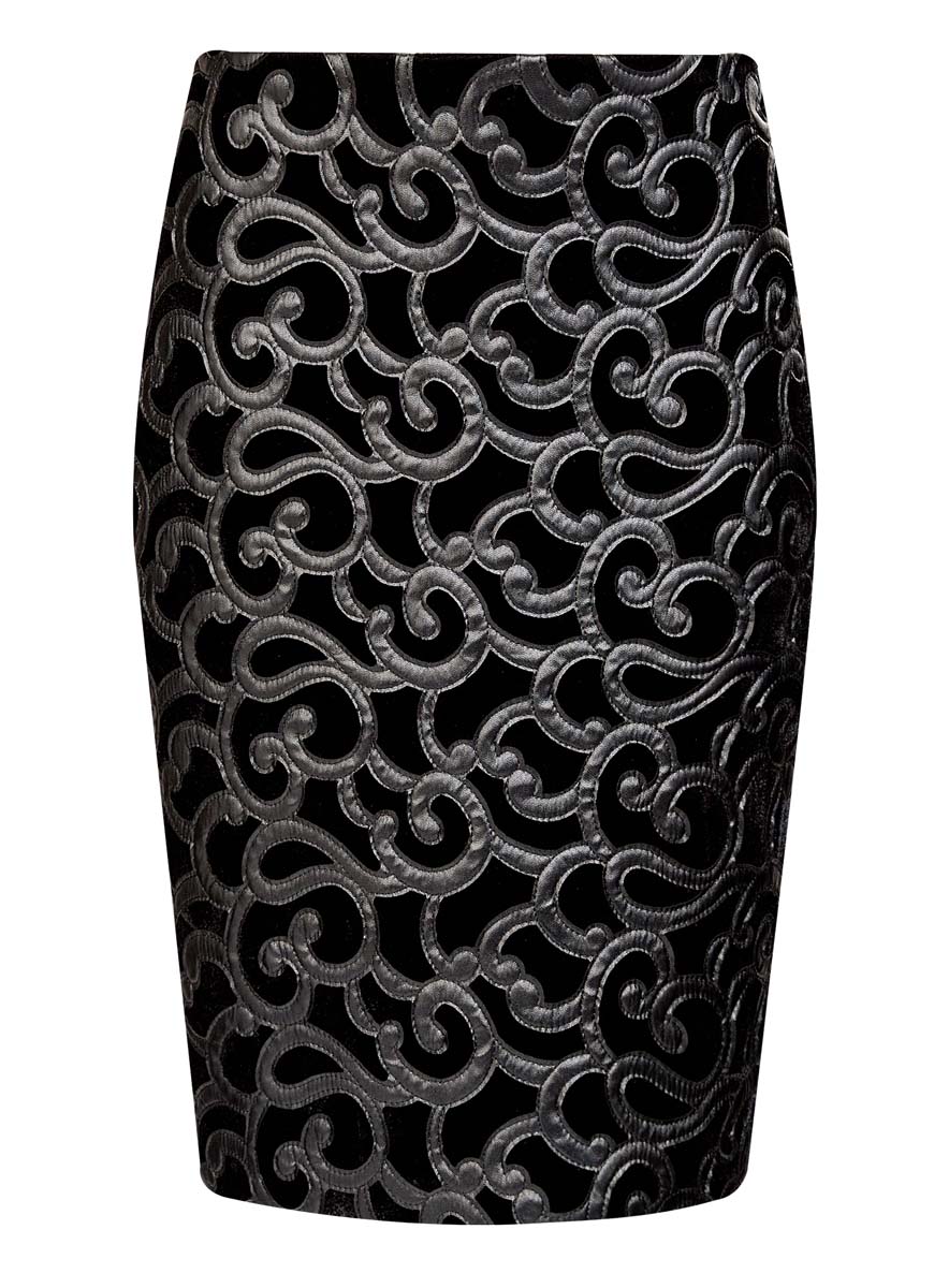 Юбка oodji Collection, цвет: черный. 24101045-2/46067/2900N. Размер S (44)24101045-2/46067/2900N Юбка oodji Collection, цвет: черный. 24101045-2/46067/2900N. Размер S (44)24101045-2/46067/2900NЮбка oodji Collection выполнена из велюра и оформлена узорной отделкой из искусственной кожи. Юбка-карандаш длины миди сзади дополнена застежкой-молнией и разрезом.