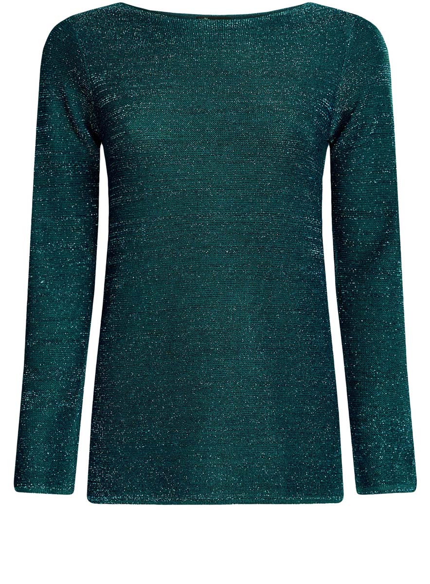 Джемпер женский oodji Collection, цвет: темно-изумрудный металлик. 73810238/46041/6E00X. Размер S (44)73810238/46041/6E00X Джемпер женский oodji Collection, цвет: темно-изумрудный металлик. 73810238/46041/6E00X. Размер S (44)73810238/46041/6E00XЖенский джемпер oodji Collection изготовлен из полиэстера с добавлением вискозы. Джемпер с круглым вырезом горловины и длинными рукавами украшен металлизированной нитью по всей поверхности. На рукавах и по бокам модели имеются разрезы.