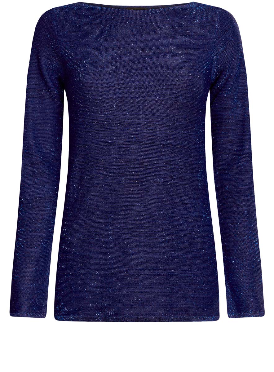 Джемпер женский oodji Collection, цвет: синий металлик. 73810238/46041/7500X. Размер XL (50)73810238/46041/7500X Джемпер женский oodji Collection, цвет: синий металлик. 73810238/46041/7500X. Размер XL (50)73810238/46041/7500XЖенский джемпер oodji Collection изготовлен из полиэстера с добавлением вискозы. Джемпер с круглым вырезом горловины и длинными рукавами украшен металлизированной нитью по всей поверхности. На рукавах и по бокам модели имеются разрезы.