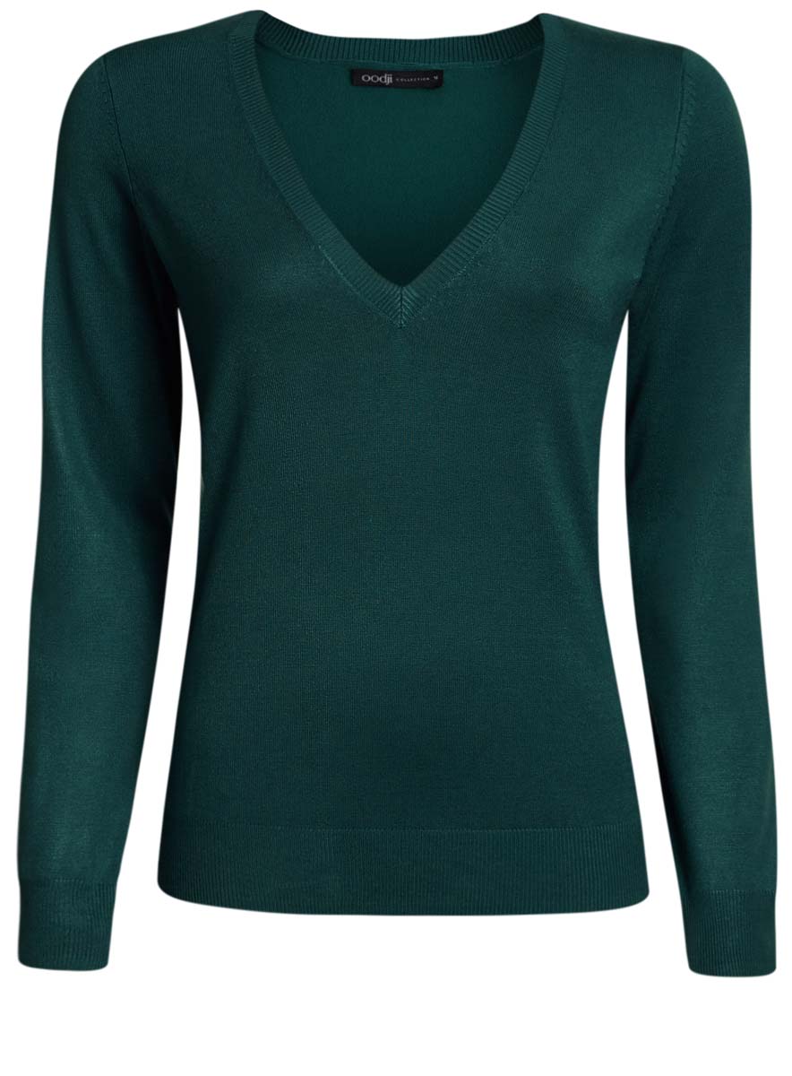 Пуловер женский oodji Collection, цвет: темно-изумрудный. 73812290-6/24525/6E00N. Размер S (44)