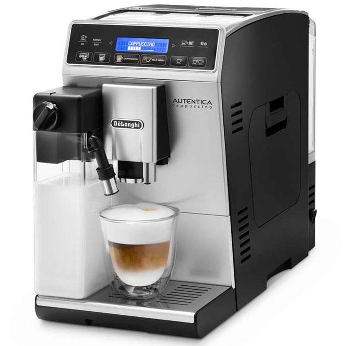 DeLonghi Autentica ETAM 29.660.SB кофемашинаETAM 29 660 SB DeLonghi Autentica ETAM 29.660.SB кофемашинаETAM 29 660 SBС новой кофемашиной DeLonghi Autentica ETAM 29.660.SB вы одним нажатием кнопки приготовите идеальный капучино благодаря запатентованной системе LatteCrema от DeLonghi.Для любителей кофе эспрессо компания DeLonghi разработала новую уникальную функцию — кнопку Doppio+, воспользовавшись которой вы приготовите ещё более насыщенный и ароматный двойной эспрессо.Для любителей американо появилась кнопка Long — медленная экстракция при низком давлении. Наслаждайтесь любимым вкусом кофе в любое время в течение дня!Данная модель оснащена кнопкой Milk Menu и системой LatteCrema. Вы сможете приготовить любимые напитки с молоком, такие как капучино или латте макиато, а также дополнительно запрограммировать несколько собственных настроек молока.Сенсорная панель управления Soft Touch позволит легко управлять машиной, а благодаря функции Auto Clean вы сможете автоматически очистить систему подачи молока.Молочное меню дает возможность выбрать любимый молочный напиток: латте, flat white, латте макиато и горячее молоко, а также возможность запрограммировать собственный рецепт любимого напитка из кофе и молока.Благодаря сверхкомпактному размеру(всего 19,5 см в ширину), эта полностью автоматическая кофемашина прекрасно впишется в интерьер любой кухни и обеспечит простоту использования.Кофемолка с регулировкой до 13 степеней помолаРегулировка дозатора под высоту чашки: 85-140 ммПрограммируемое количество кофе на порциюПрограммируемое количество воды на порциюПрограммируемая жесткость водыДекальцинация, автоматическая промывка и ополаскиваниеКонтейнер для кофе, сохраняющий ароматКонтейнер для жмыха на 12 порций с индикацией наполненностиФильтр для водыОбъем контейнера для зерен: 200 гСъемный поддон для капель с индикатором уровня водыФункция энергосбережения