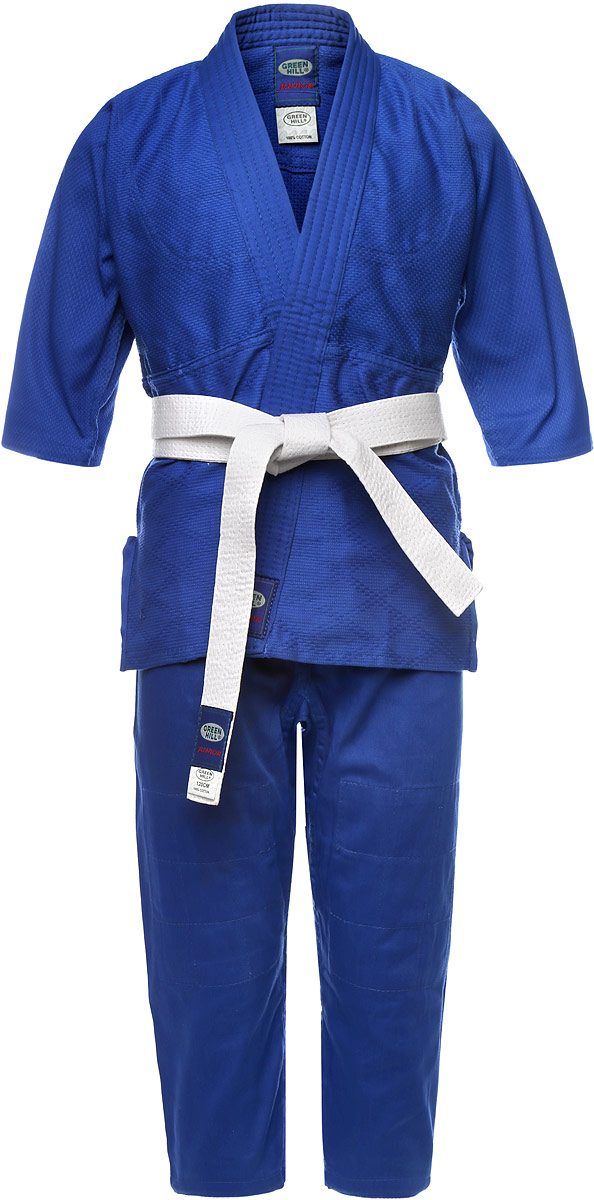 Кимоно детское для дзюдо Green Hill Junior, цвет: синий. JSJ-10227. Размер 130JSJ-10227 Кимоно детское для дзюдо Green Hill Junior, цвет: синий. JSJ-10227. Размер 130JSJ-10227Кимоно детское для дзюдо Green Hill Junior состоит из рубашки, брюк и пояса. Просторная рубашка с глубоким запахом, с боковыми разрезами и рукавом три четверти. Рубашка усилена двойными швами на плечах, рукавах и груди. На плечах имеется пространство для нашивки национального флага страны. Логотип Green Hill нашит на поясе, нижней части куртки и верхней части рукавов. Просторные брюки на широком поясе со шнурком для фиксации брюк на талии. Длинный плотный пояс укреплен многорядной прострочкой. Комплект изготовлен из натурального хлопка, плотностью 350 г/м2.Уважаемые клиенты! Обращаем ваше внимание на возможные изменения в цветовом дизайне пояса, связанные с ассортиментом продукции. Поставка осуществляется в зависимости от наличия на складе.