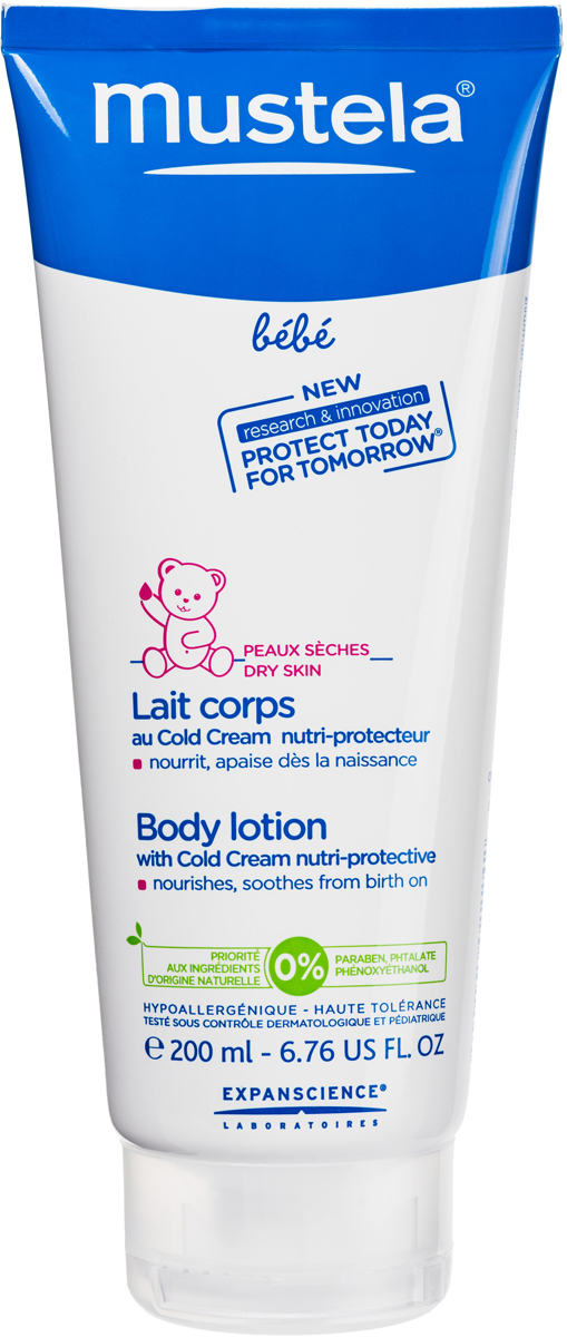 Mustela Молочко для тела защитное с кольд-кремом для детей всех возрастов 200 млМ020/G153 Mustela Молочко для тела защитное с кольд-кремом для детей всех возрастов 200 млМ020/G153Назначение: Разработано для ухода за сухой и подверженнойвнешним воздействиям кожей. Подходит для детей с рождения.Разработано для минимизации риска аллергических реакций.Свойства:Формула с питательно-защитным комплексом (Кольд-крем +церамиды), обогащенная активным ингредиентом природного происхождения, способствует укреплению кожного барьера малыша и сохранению клеточных ресурсов его кожи. Питает, защищает и увлажняет кожу.Инструкция по использованию: Приоритет отдается ингредиентам природногопроисхождения.Товар сертифицирован.
