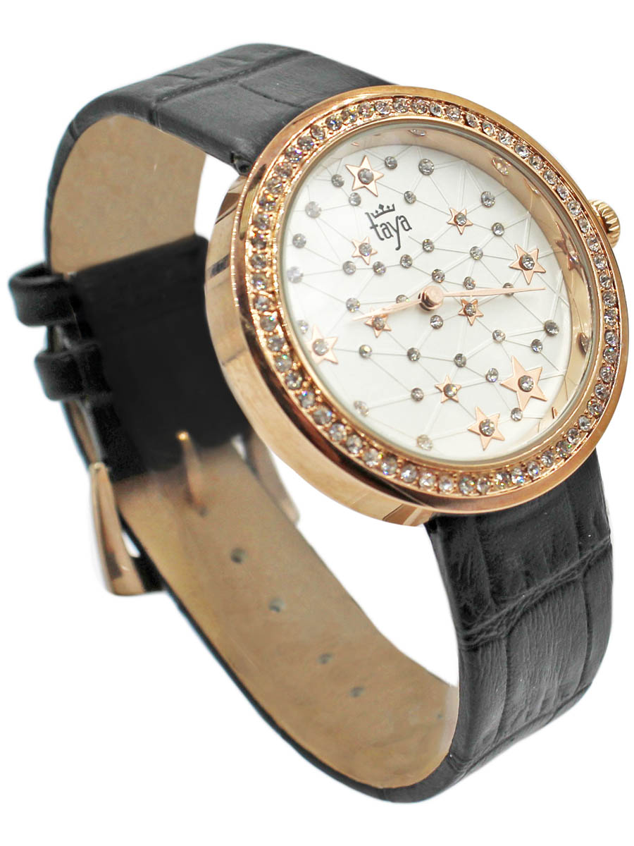 Часы наручные женские Taya, цвет: золотистый, черный. T-W-0039