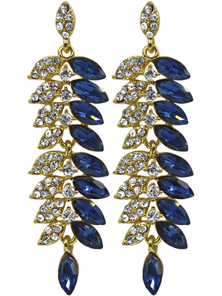 Серьги Taya, цвет: золотистый, синий. T-B-11326-EARR-GL.NAVY