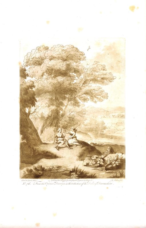 Лист 76. Пейзаж с фигурами. Офорт, меццо-тинто. Англия, Лондон, доска 1774 (оттиск 1809) год