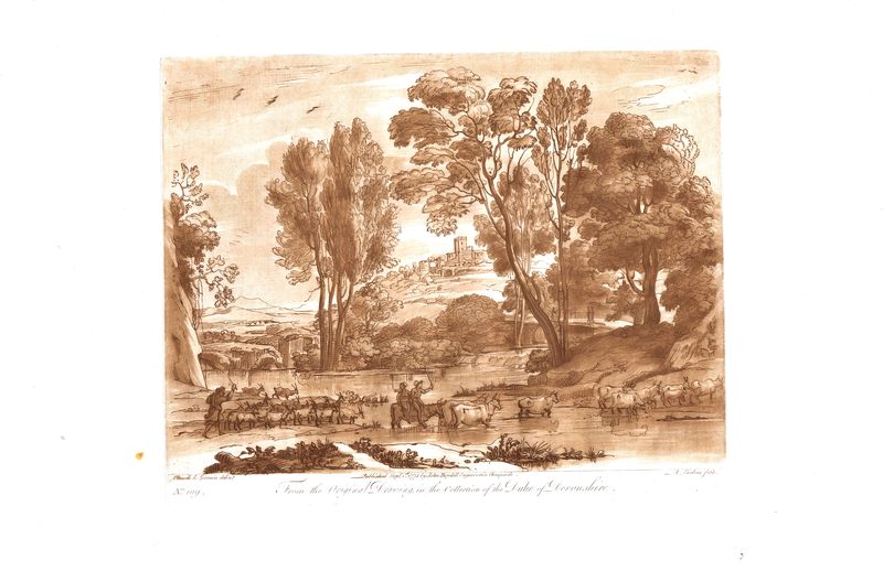 Лист 109. Стада на природе. Офорт, меццо-тинто. Англия, Лондон, 1775 год