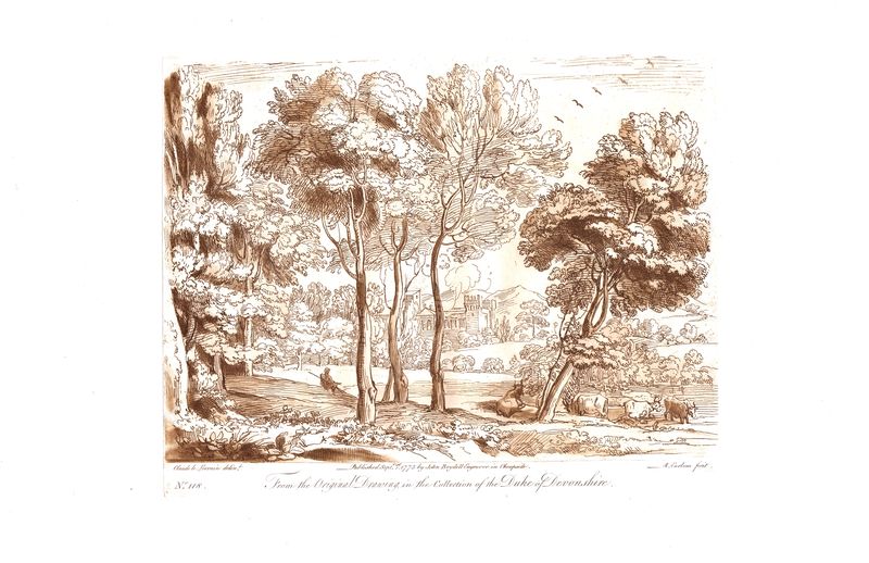 Лист 118. Пастух и стадо. Офорт, меццо-тинто. Англия, Лондон, 1775 год