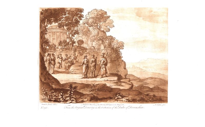 Лист 195. Богини на природе. Офорт, меццо-тинто. Англия, Лондон, 1777 год