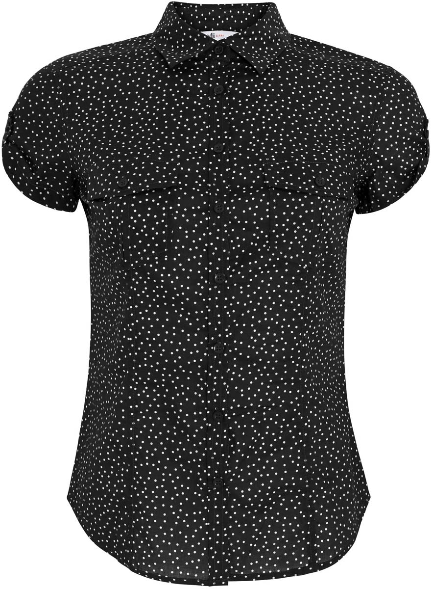 Рубашка женская oodji Ultra, цвет: черный, белый. 11402084-3/12836/2910D. Размер 34 (40-170)