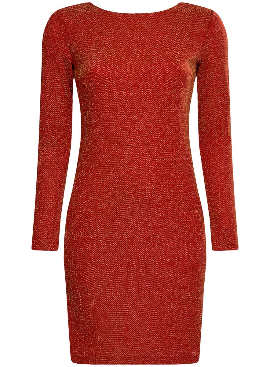 Платье oodji Ultra, цвет: красный металлик. 14000165-1/46124/4500X. Размер XL (50)