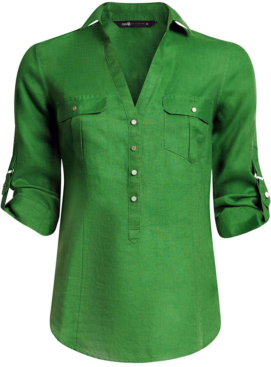 Блузка женская oodji Collection, цвет: зеленый. 21412145/42532/6E00N. Размер 42 (48-170)