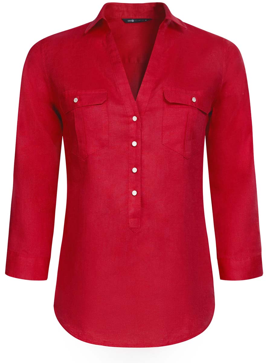 Блузка женская oodji Collection, цвет: красный. 21412145/42532/4500N. Размер 38 (44-170)