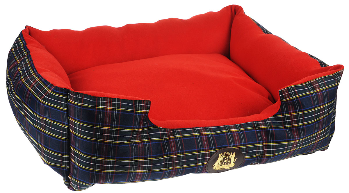 Лежак для животных ЗооМарк Pets Couture №3, цвет: красный, синий, 80 х 58 х 25 см