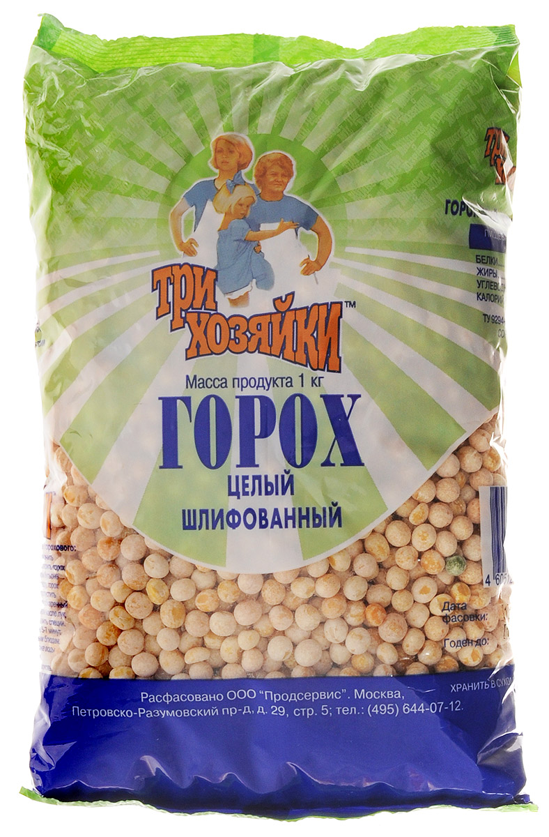 Три хозяйки горох целый шлифованный, 1 кг547 Три хозяйки горох целый шлифованный, 1 кг547Изготовлено из высококачественного сырья