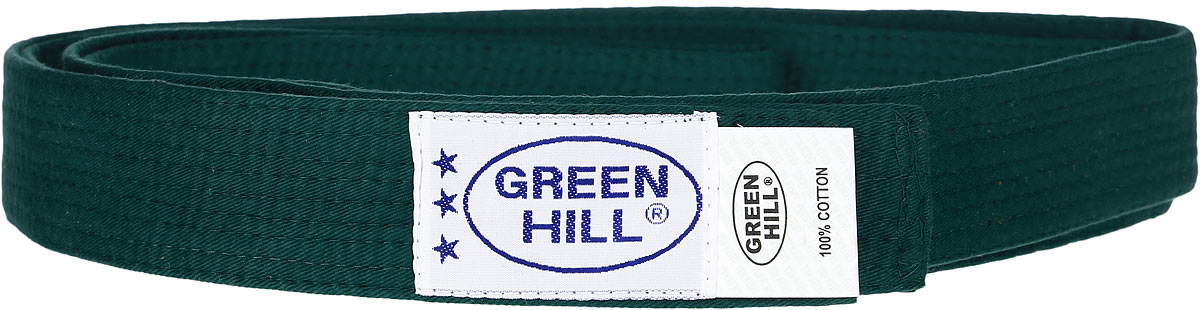 Пояс для карате Green Hill, цвет: зеленый. KBO-1014. Размер 260KBO-1014 Пояс для карате Green Hill, цвет: зеленый. KBO-1014. Размер 260KBO-1014Пояс для карате Green Hill - универсальный пояс для кимоно. Пояс выполнен из плотного хлопкового материала с многорядной прострочкой. Модель дополнена текстильной нашивкой с названием бренда.