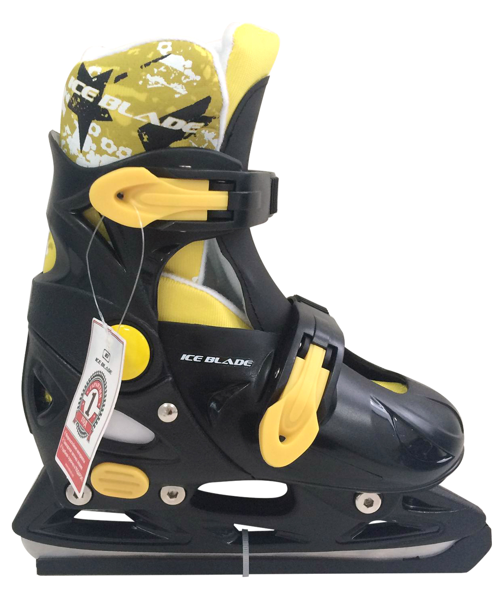 Коньки ледовые Ice Blade Felix, раздвижные, цвет: черный, желтый. УТ-00009114. Размер XS (29/32)УТ-00009114 Коньки ледовые Ice Blade Felix, раздвижные, цвет: черный, желтый. УТ-00009114. Размер XS (29/32)УТ-00009114Коньки раздвижные Felix - это классические раздвижные коньки от известного бренда Ice Blade, которые предназначены для детей и подростков, а также для тех, кто делает первые шаги в катании на льду.Ботинок изготовлен из морозоустойчивого пластика. Внутренняя поверхность из мягкого и теплого текстиля обеспечивает комфорт во время движения. Лезвие выполнено из высокоуглеродистой стали с покрытием из никеля. Пластиковые клипсы с фиксатором надежно фиксируют голеностоп. Конструкция коньков позволяет быстро и точно изменять их размер. Яркий молодежный дизайн, теплый внутренний сапожок, удобная система фиксации ноги, легкая смена размера, надежная защита пятки и носка - все это бесспорные преимущества модели. Коньки поставляются с заводской заточкой лезвия, что позволяет сразу приступить к катанию и не тратить денег на заточку. Предназначены для использования на открытом и закрытом льду.