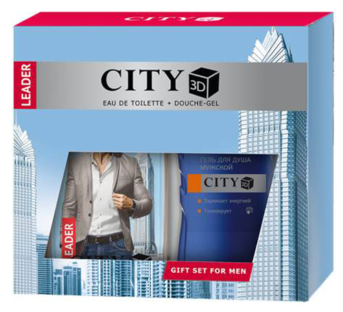 Набор City 3D Leader ТВ 100 мл + гель для душа2001011642 Набор City 3D Leader ТВ 100 мл + гель для душа2001011642Энергичный и сильный аромат City 3D Leader воплощает уверенность и харизму своего обладателя. Аромат открывается свежими нотами бергамота и спелого яблока, оттененных пряным анисом. «Сердце» композиции окутывает тонким смолистым ароматом можжевельника и душистых трав, которые продолжаются теплым и чувственным шлейфом с нотками пачули и ветивера.