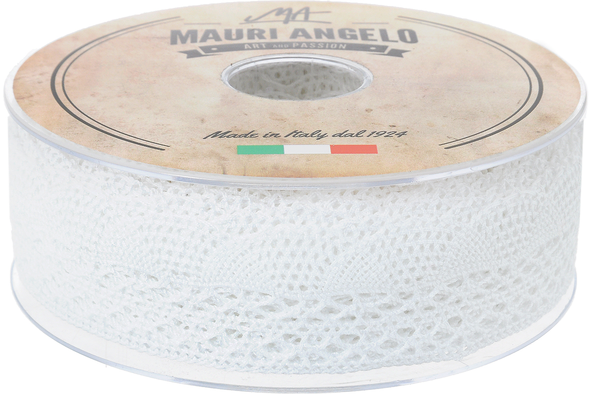 Лента кружевная Mauri Angelo, цвет: белый, 3,4 см х 20 мMR3104 Лента кружевная Mauri Angelo, цвет: белый, 3,4 см х 20 мMR3104Декоративная кружевная лента Mauri Angelo выполнена из высококачественного хлопка. Кружево применяется для отделки одежды, постельного белья, а также в оформлении интерьера, декоративных панно, скатертей, тюлей, покрывал. Главные особенности кружева - воздушность, тонкость, эластичность, узорность.Такая лента станет незаменимым элементом в создании рукотворного шедевра.