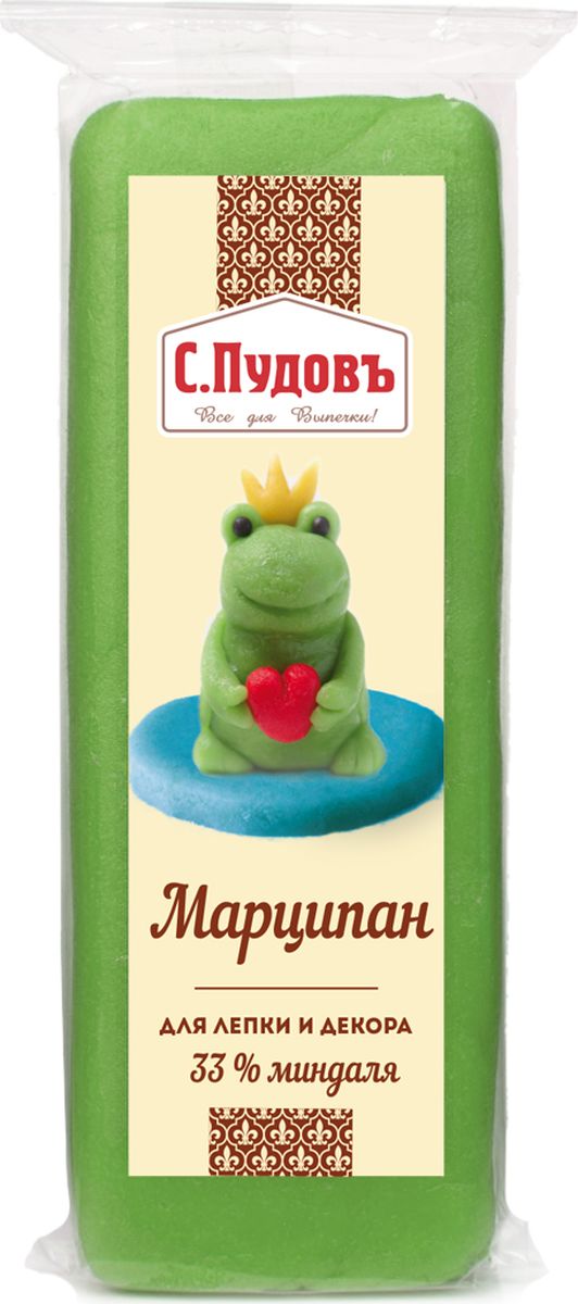 Пудовъ марципан зеленый, 100 г4607012296467 Пудовъ марципан зеленый, 100 г4607012296467Зеленый марципан от Пудовъ - настоящая находка для кондитерского творчества. Мягкий и податливый, он позволяет создавать самые разнообразные фигурки и украшения. Например, имея в арсенале зеленый марципан, вы сможете с легкостью превратить любой торт в цветущую полянку, украсить его изящными листочками, стебельками и травкой.Содержит краситель, который может оказывать отрицательное влияние на активность и внимание детей.