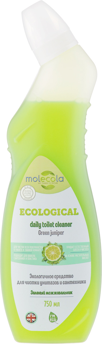 Средство для ванной и туалета Molecola Green Juniper, зеленый можжевельник, 750 мл9141 Средство для ванной и туалета Molecola Green Juniper, зеленый можжевельник, 750 мл9141Molecola Green Juniper - это эффективное экологичное средство для чистки унитазов и сантехники с ароматом можжевельника и зеленого бергамота. Средство легко очищает и удаляет известковый налет, безопасно для кожи и дыхательных путей. Рекомендовано людям, имеющим аллергическую реакцию на средства бытовой химии. Новая формула на основе безопасных растительных ингредиентов обеспечивает высокую эффективность и экологичность использования.Состав: вода, Товар сертифицирован.