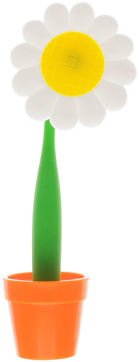 Эврика Ручка шариковая Ромашка на подставке цвет лепестков белый