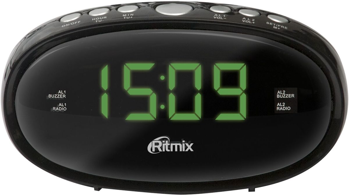 Ritmix RRC-616, Black радио-будильникRRC-616 BLACK Ritmix RRC-616, Black радио-будильникRRC-616 BLACKRitmix RRC-616 - это компактные FM-радиочасы с функцией будильника. Модель оснащена дисплеем с легкой и понятной индикацией, высота цифр - 1,5 см. Радиочасы имеют множество полезных функций: цифровую настройку на 10 станций, таймер выключения, регулировку настройки яркости.Компактный размер2 будильникаПовтор сигнала будильникаТаймер выключенияВнешняя антенна для уверенного приемаКнопочное управлениеПитание от сети (батарейки служат только для сохранения настроек времени и будильника)Регулировка настройки яркости
