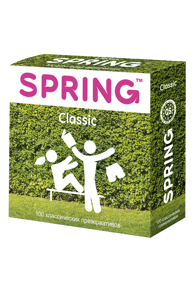 Презервативы SPRING™ Classcic, классические, 100 шт.198 Презервативы SPRING™ Classcic, классические, 100 шт.198Гладкие нежные презервативы с оптимальным количеством гипоаллергеннои? силиконовой смазки для комфорта и безопасности обоих партнеров.