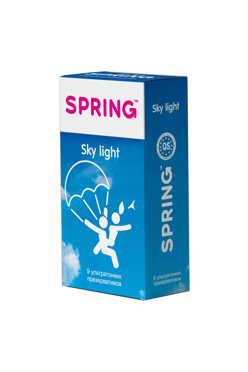 Презервативы SPRING™ Sky Light, ультратонкие, 9 шт.204 Презервативы SPRING™ Sky Light, ультратонкие, 9 шт.204Гладкие презервативы классическои? формы с утонченнои? стенкои? (0,05 мм) и с силиконовой смазкой. Максимальная незаметность и чувствительность обоих партнеров. Отличные презервативы для естественных ощущении? и предохранения от нежелательнои? беременности.