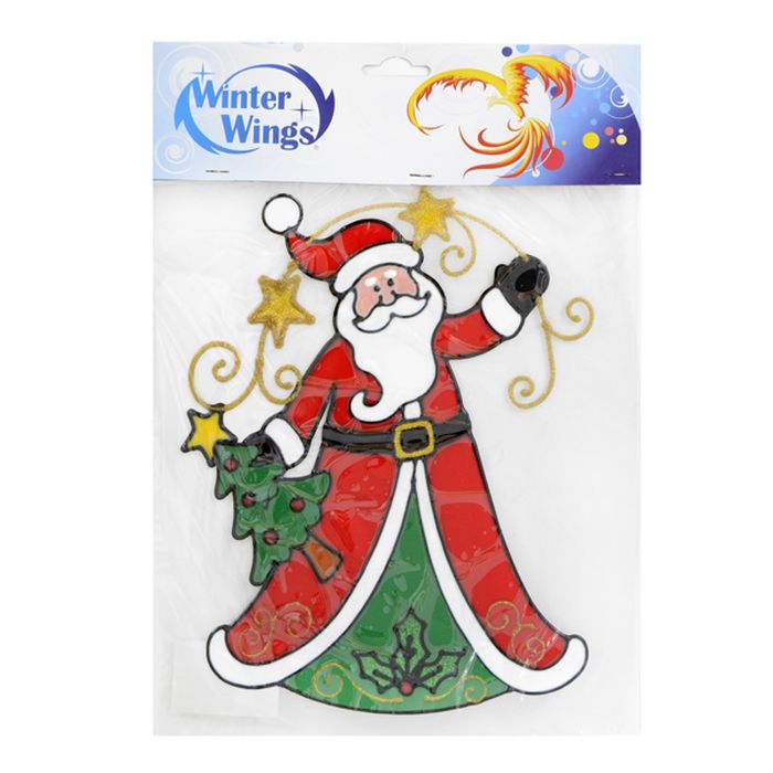 Наклейка-панно декоративная Winter Wings Санта с елкой, на стекло, 31 х 28 см. N09199N09199 Наклейка-панно декоративная Winter Wings Санта с елкой, на стекло, 31 х 28 см. N09199N09199Наклейка-панно декоративная на стекло, САНТА С ЕЛКОЙ, гелевая, 1 шт. в пакете, 31х28 см